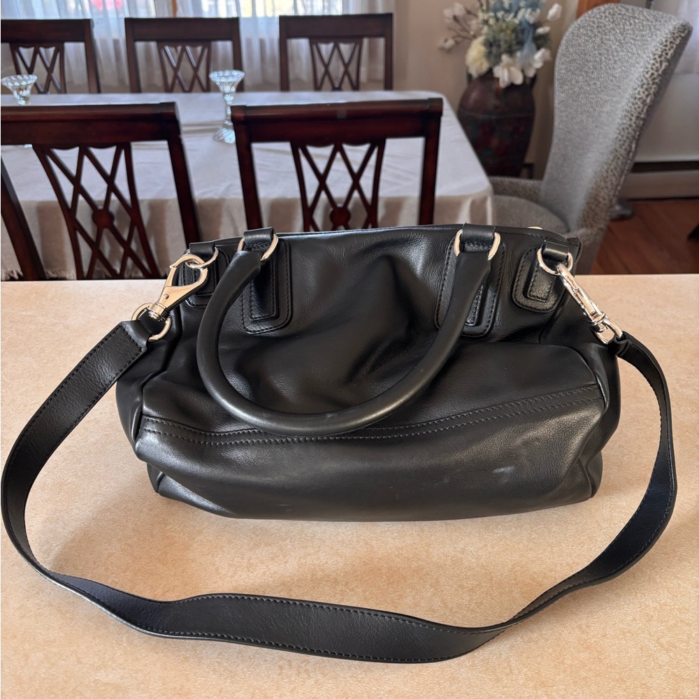 Givenchy Black Leather Toiletry Bag with Red Embroidered Logo - Picture 3 of 7